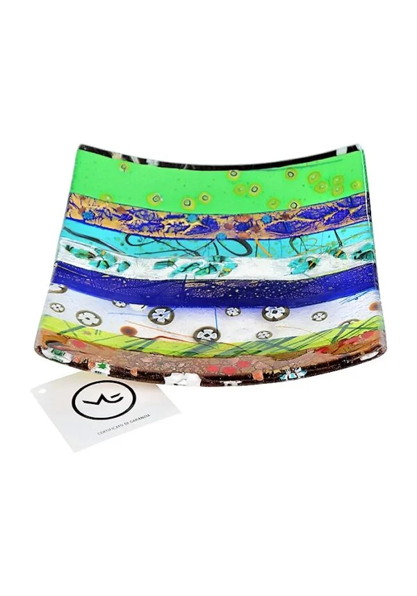 Square Plate Murano Glass - Multicolored Mix