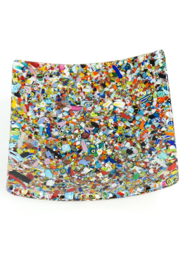 Square Plate Murano Glass - Multicolored Mix