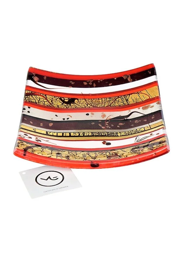 Square Plate Murano Glass - Multicolored Mix