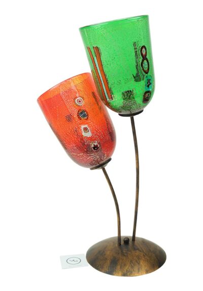 Teo – Murano Glass Table Lamp With 2 Lights Green Red