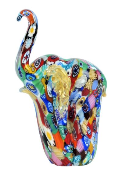 Scultura Elefante Murrina Millefiori Oro 24kt