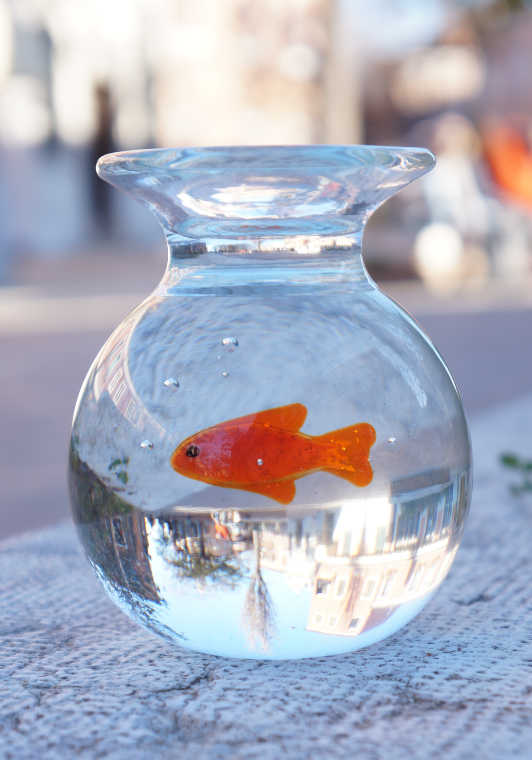 Bowl Aquarium Red Fish Murano Glass Made Murano Glass