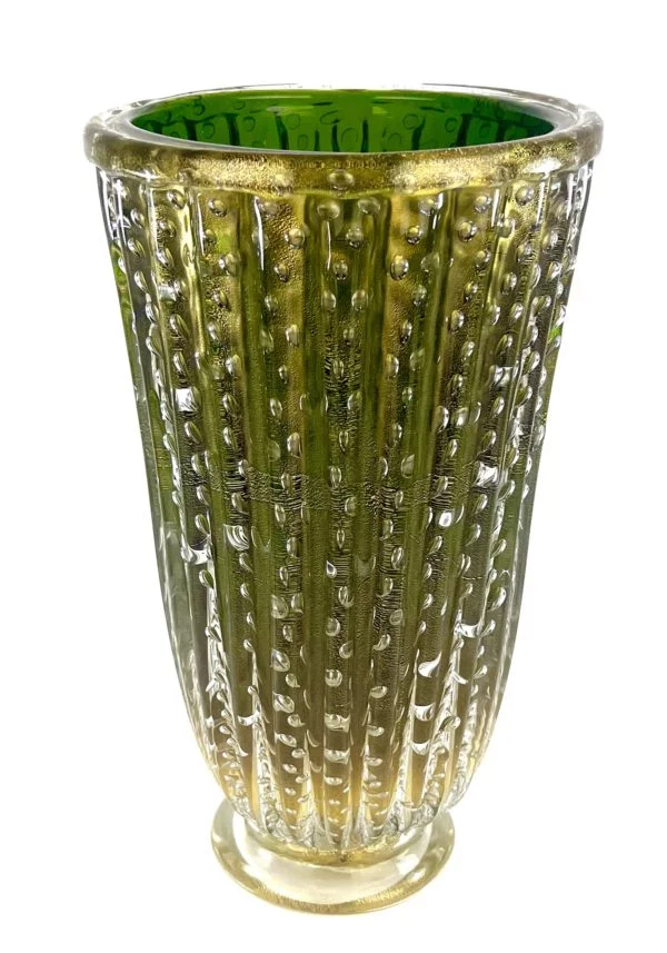 Fabien - Green Murano Glass Vase With Gold 24kt