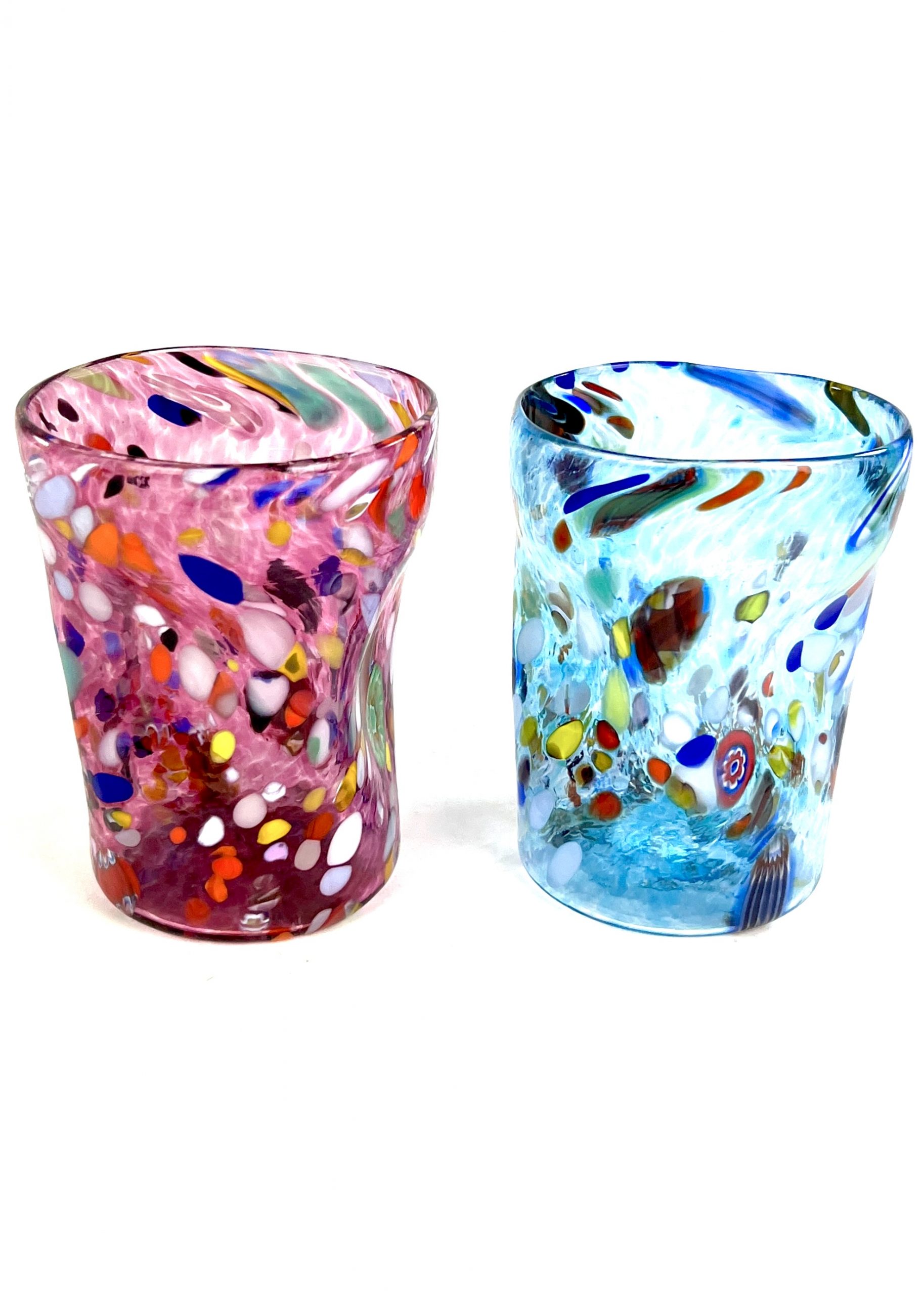 Franco Multi-Colored Glass Drinking Glasses, Set of 6, Made in Murano