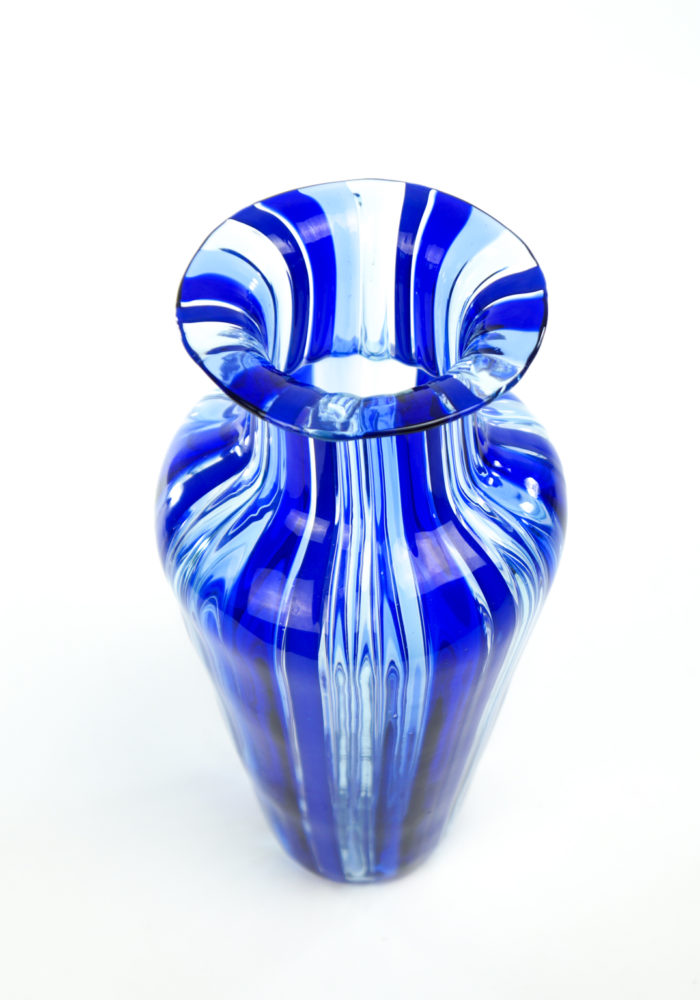 Vintage Blue Murano Glass Vase "Oleon" Made Murano Glass