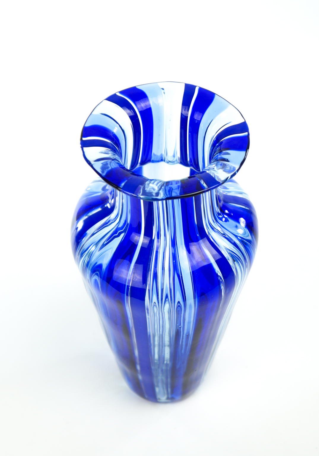 Vintage Blue Murano Glass Vase "Oleon" Made Murano Glass