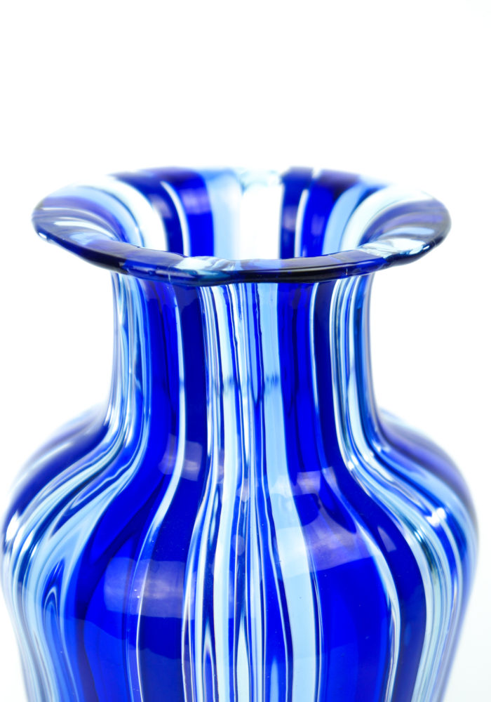 Vintage Blue Murano Glass Vase "Oleon" Made Murano Glass