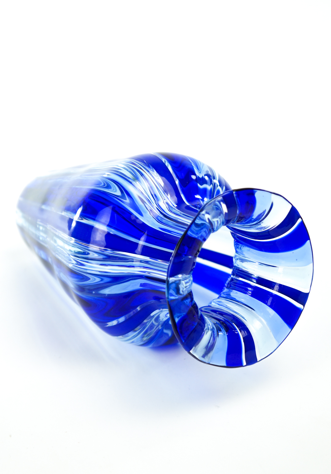 Vintage Blue Murano Glass Vase "Oleon" Made Murano Glass