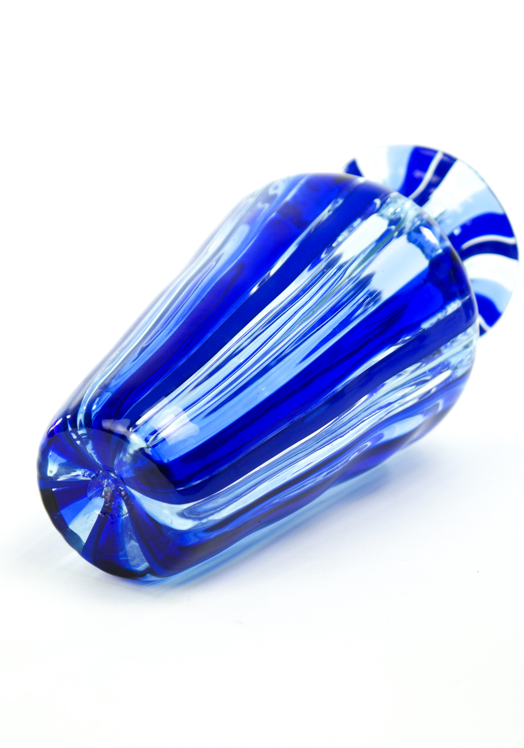 Vintage Blue Murano Glass Vase "Oleon" Made Murano Glass