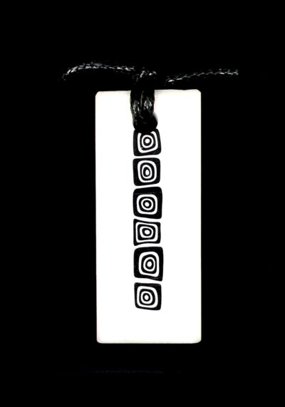 Paffe - White Black Murrina Rectangular Pendant in Murano Glass