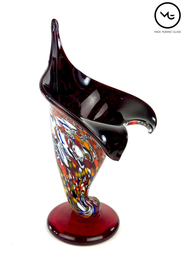Cornucopia Red Murano Glass Vase "Fantasy" Made Murano Glass