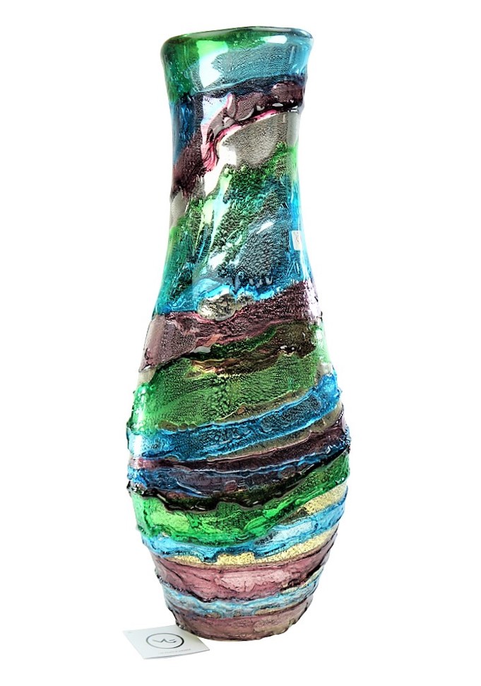 Mirrored Murano Glass Vase Sbruffo Made Murano Glass