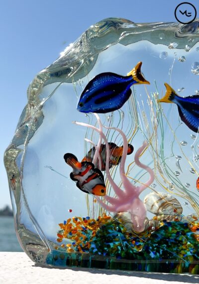 Dory Nemo - Half-Moon Aquarium In Submerged Murano Glass - Unique Piece 1/1