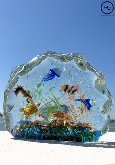 Mediterraneo – Half-Moon Aquarium In Submerged Murano Glass – Unique Piece 1/1