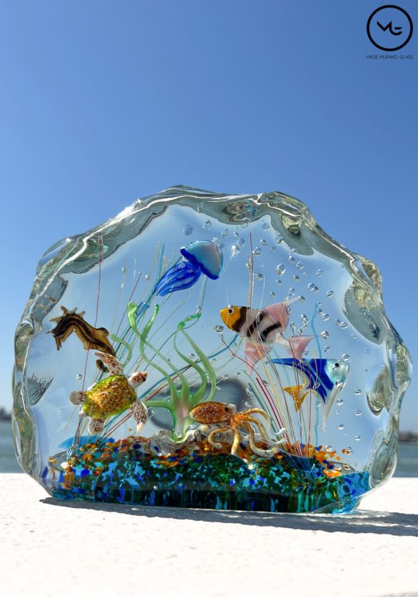 Mediterraneo - Half-Moon Aquarium In Submerged Murano Glass - Unique Piece 1/1
