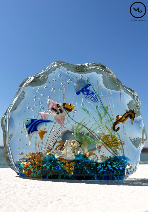 Mediterraneo - Half-Moon Aquarium In Submerged Murano Glass - Unique Piece 1/1