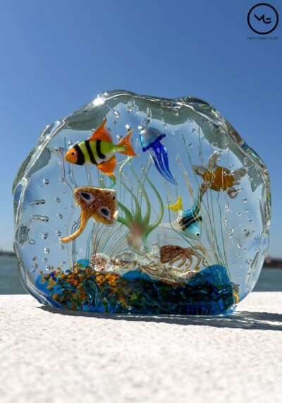 Egeo – Half-Moon Aquarium In Submerged Murano Glass – Unique Piece 1/1