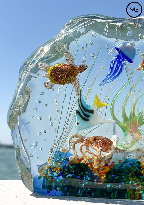 Egeo - Half-Moon Aquarium In Submerged Murano Glass - Unique Piece 1/1