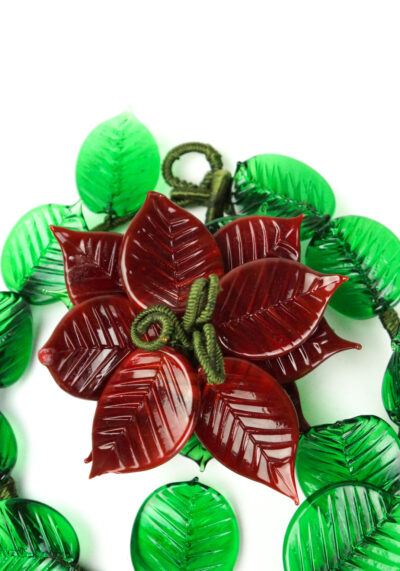 Wreath With Poinsettia In Murano Glass - Christmas Decorations