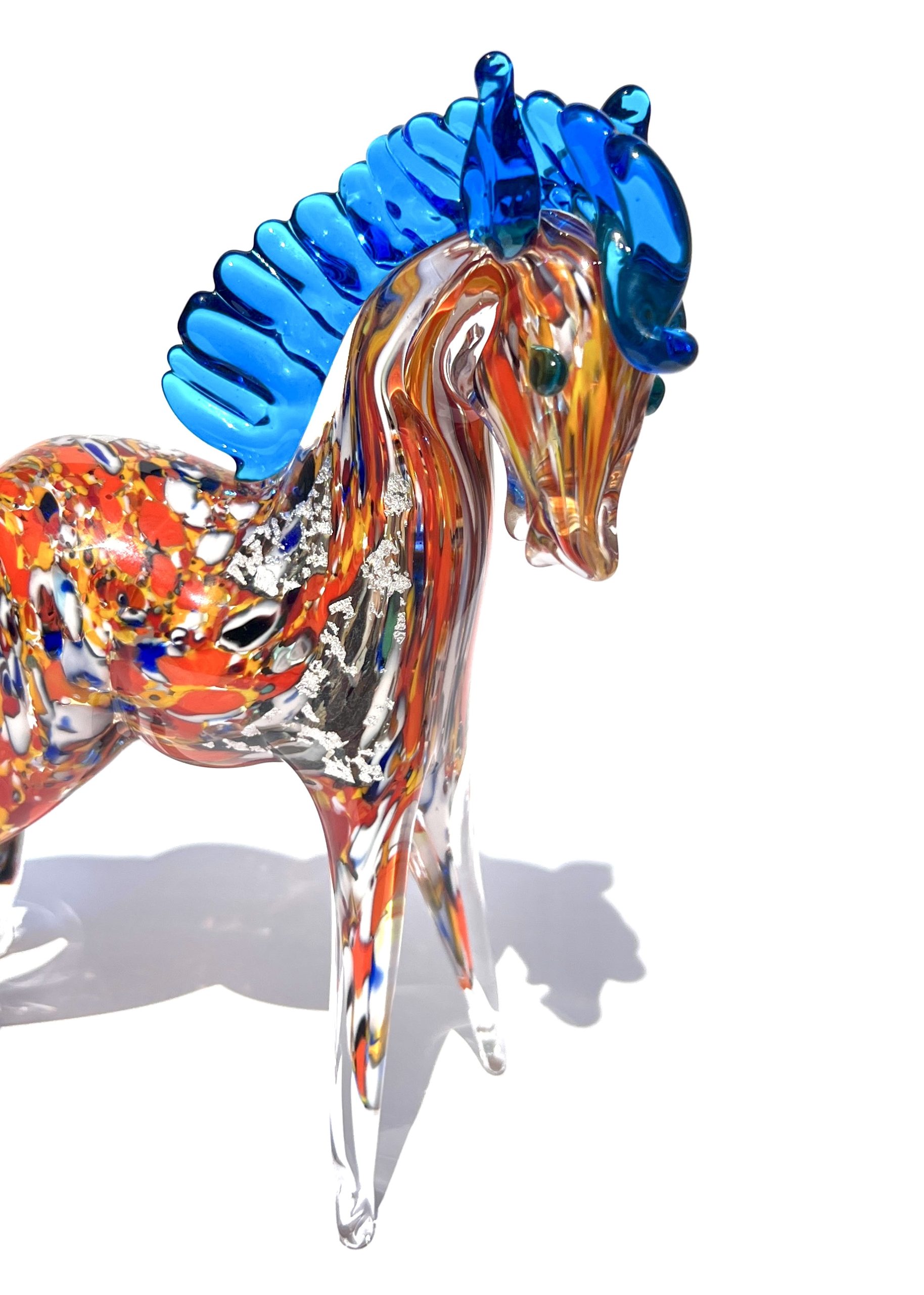 Collection Aida Sommerso - Light Blue Murano Glass Horse - Made