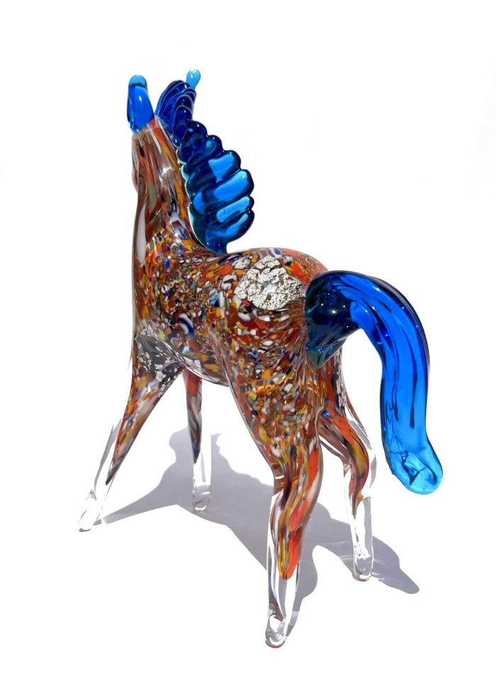 Collection Aida Sommerso - Light Blue Murano Glass Horse - Made Murano