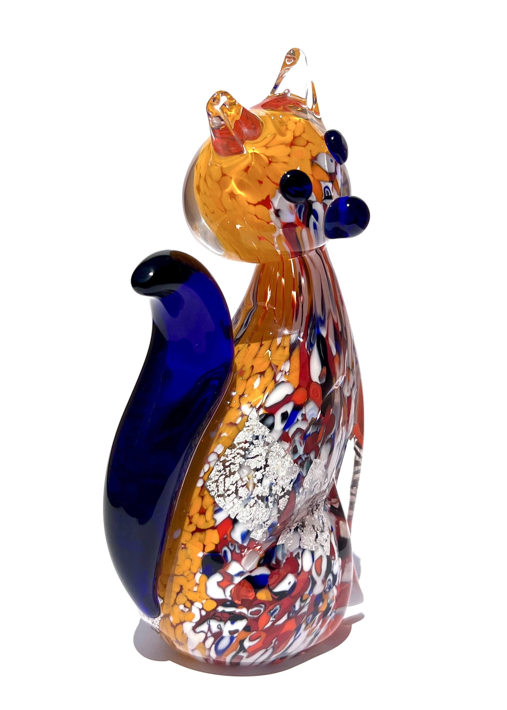 Collection Aida Sommerso Blue Murano Glass Cat Made Murano Glass