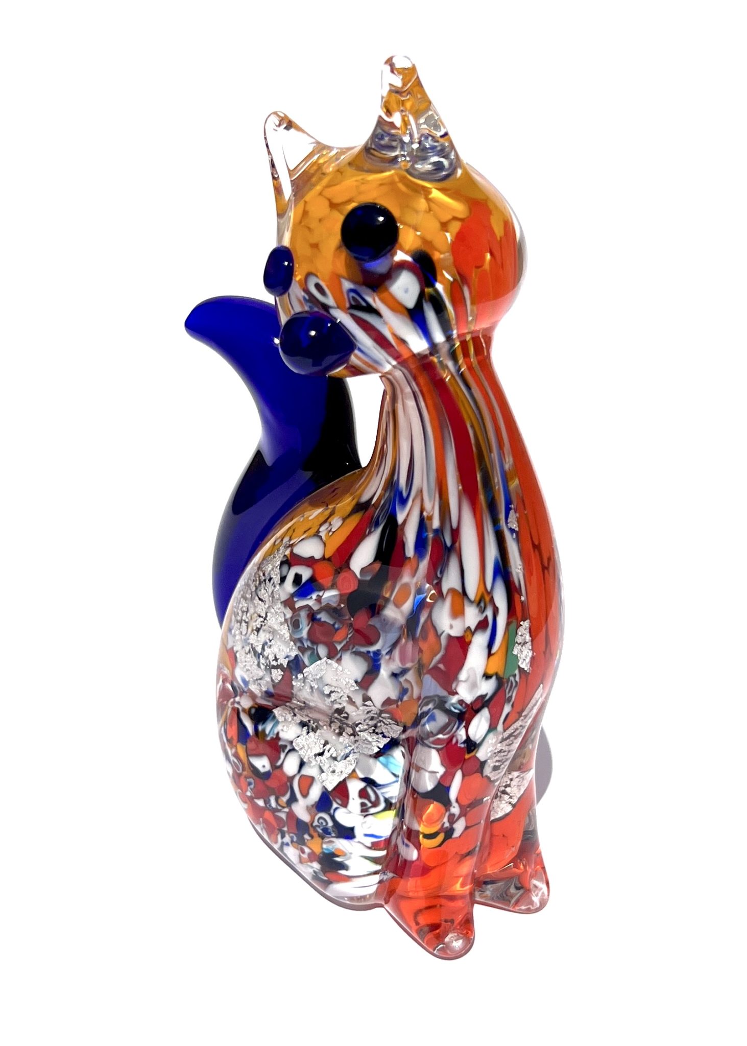 Collection Aida Sommerso Blue Murano Glass Cat Made Murano Glass