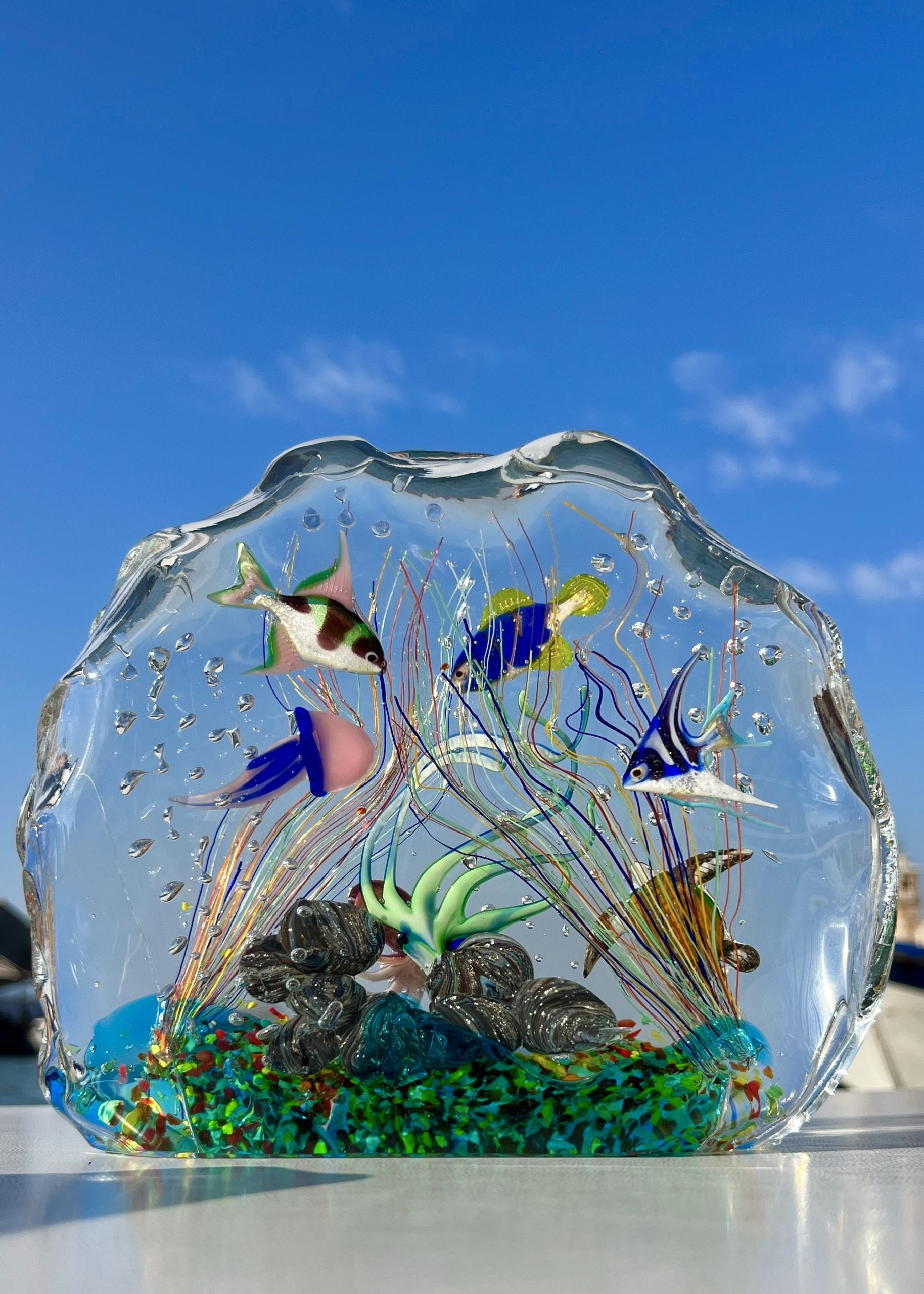 Egeo Murano Glass Aquarium With 8 Elements Unique Piece 1 1 Made Murano Glass