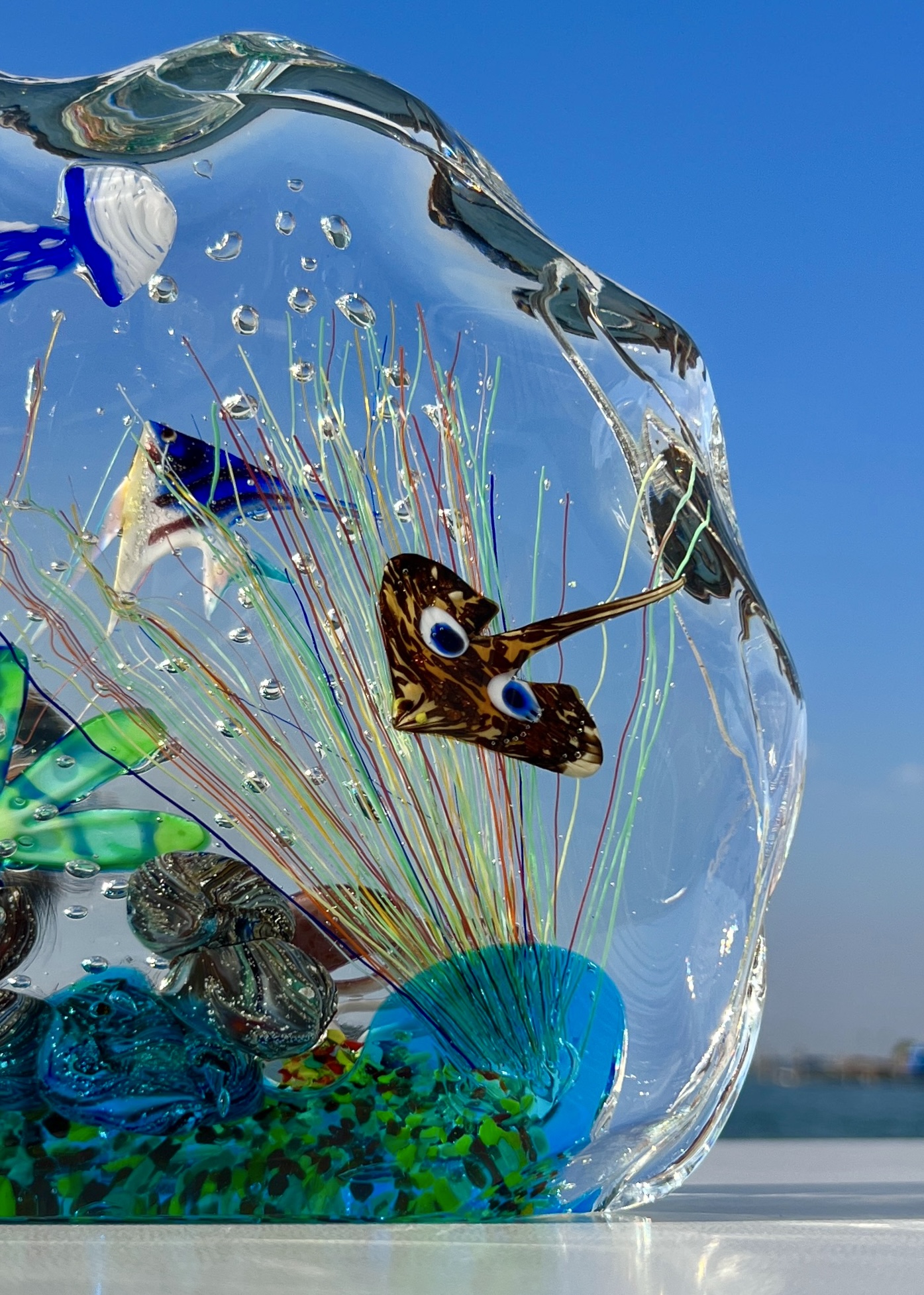 Murano Vetri グリーン ムラノ クリスタル 花器 【新品箱入】 Adriatico - Murano Glass Aquarium With 8 Elements - Unique
