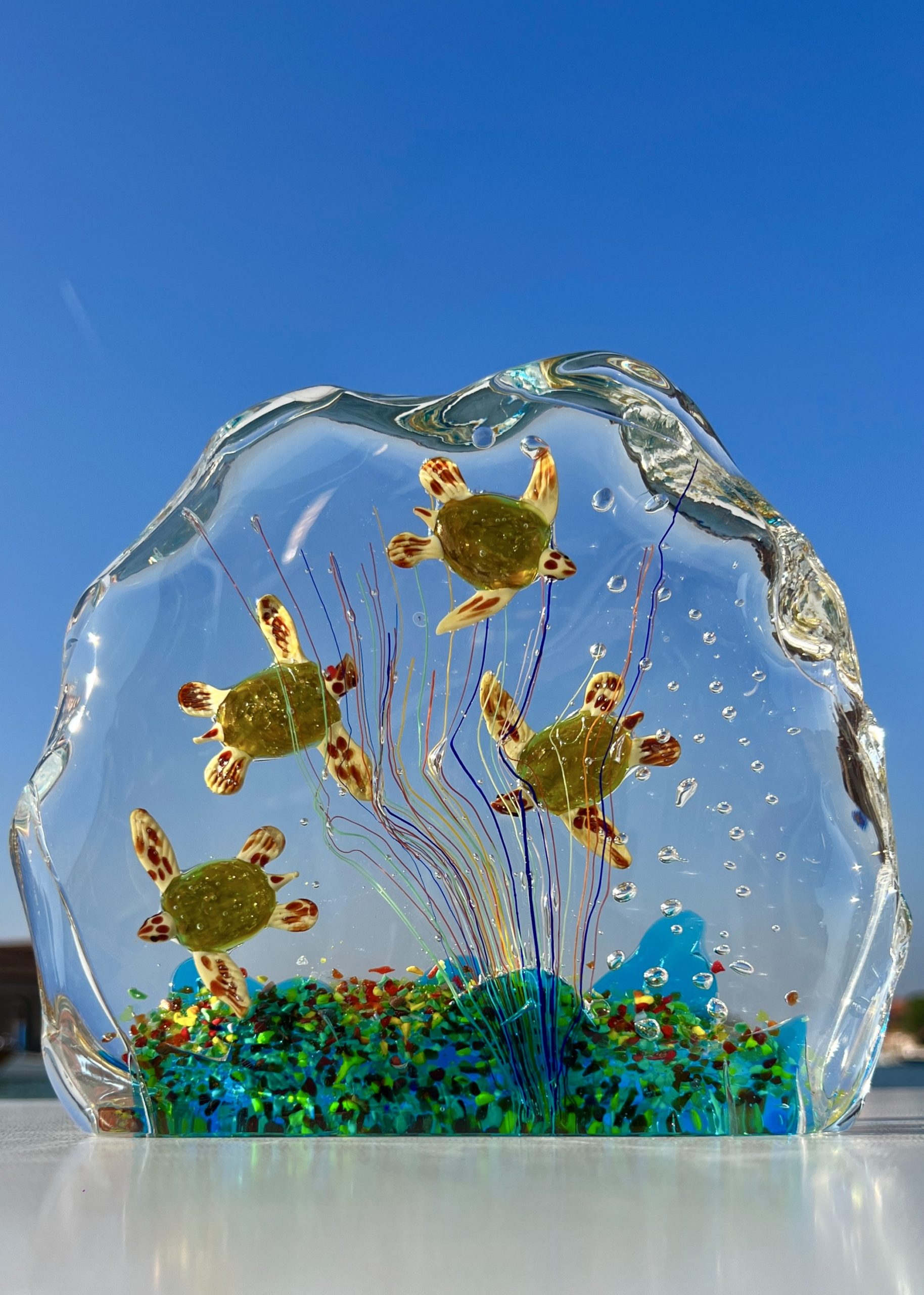 Mediterraneo - Murano Glass Aquarium With 4 Elements - Unique Piece 1/1 -  Made Murano Glass