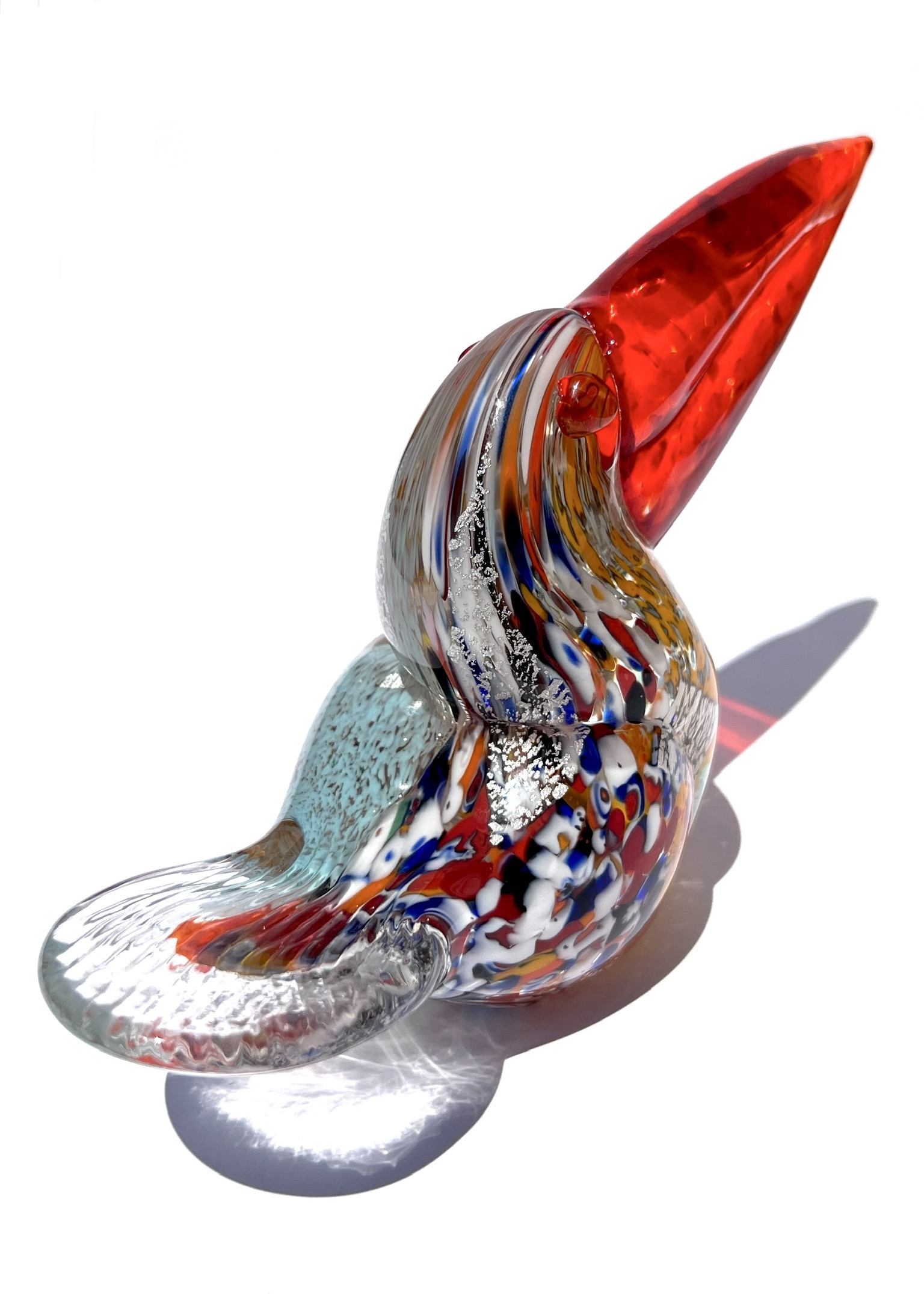 Collection Aida Sommerso - Red Murano Glass Toucan - Made Murano Glass