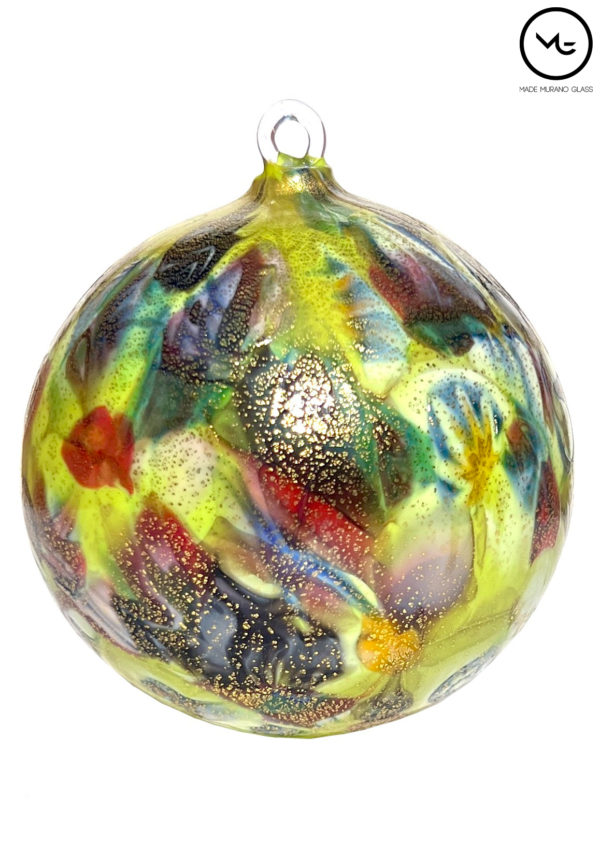 Spakada - Light Blue Murano Glass Xmas Ball With Murrina Millefiori
