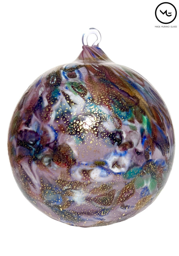 Spakada - Light Blue Murano Glass Xmas Ball With Murrina Millefiori