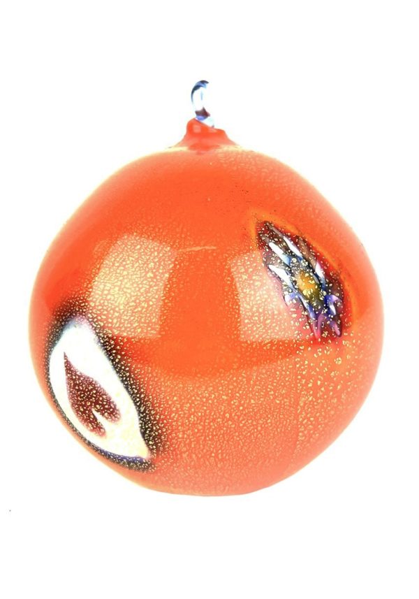 Murinona - Orange Murano Glass Xmas Ball With Murrina Millefiori