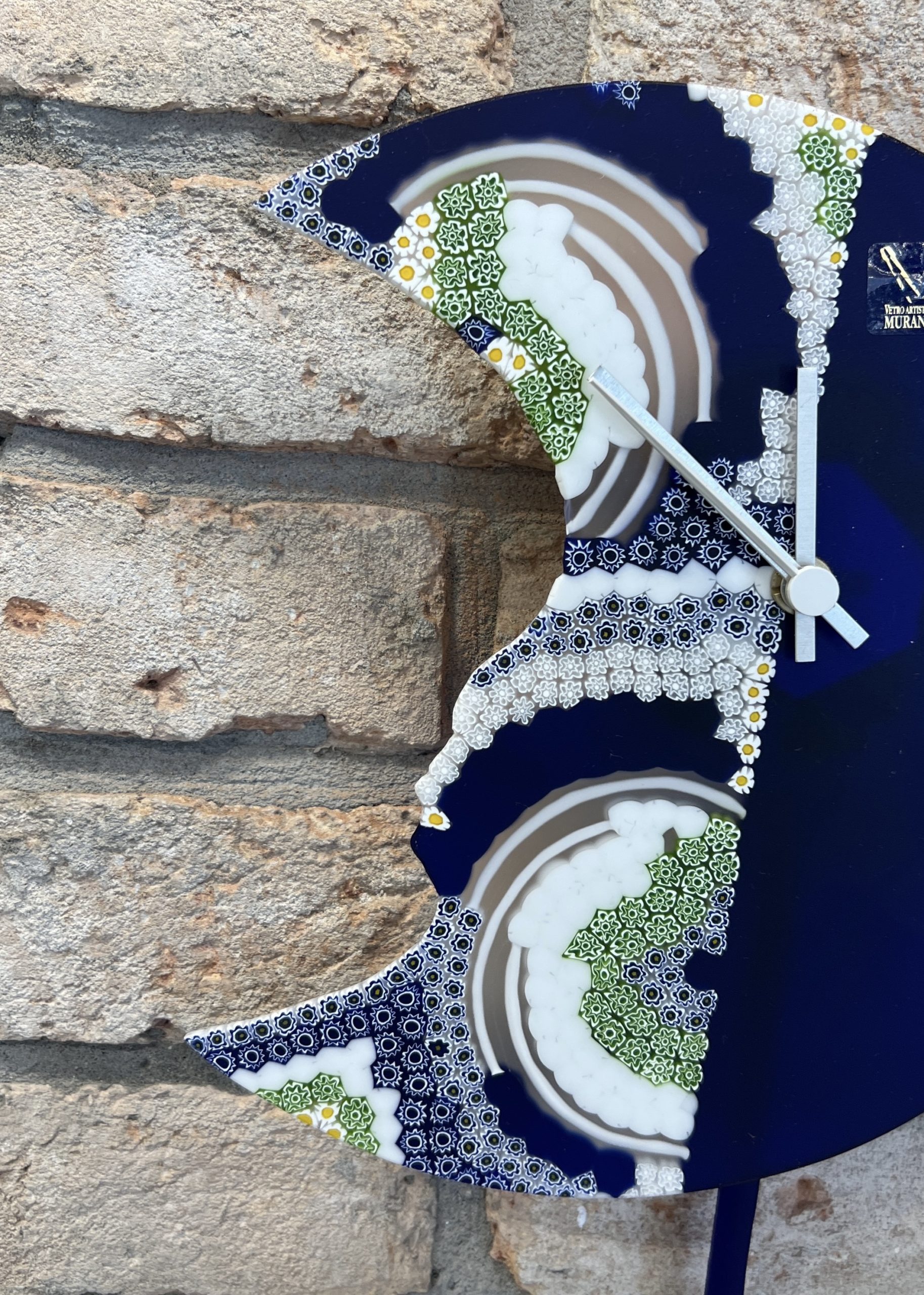 Space - Wall Clock In Murano Glass With Pendulum - Made Murano Glass