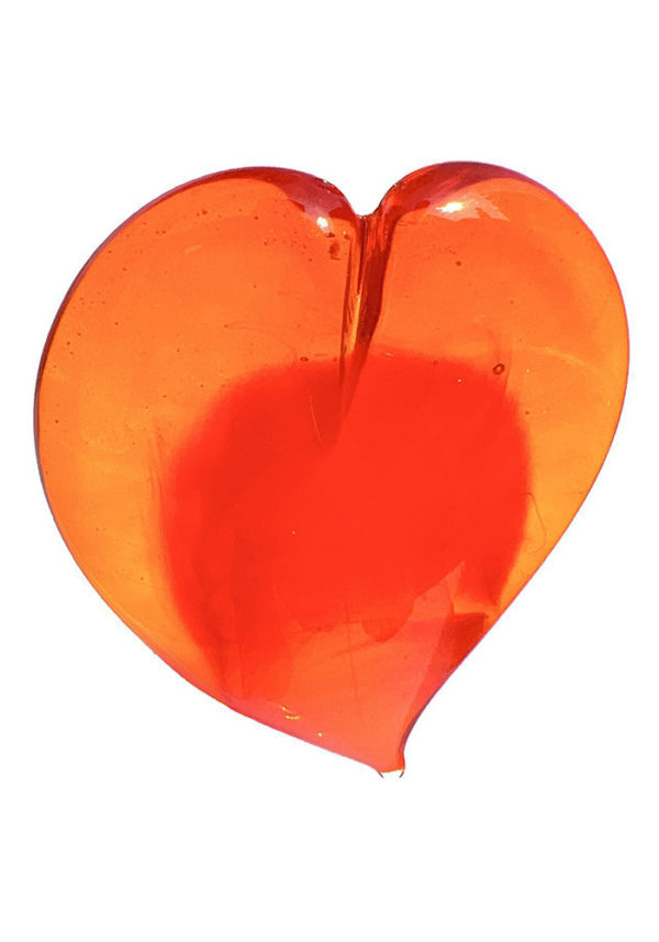 Big Orange Heart In Murano Glass - Valentine's Day Gift