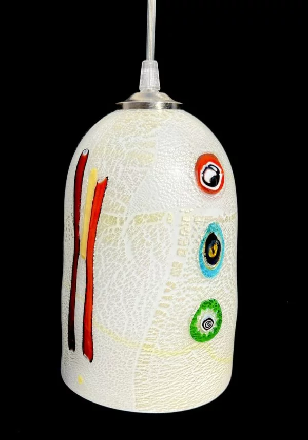 Neve - White Murano Glass Lamp With Murrina Millefiori