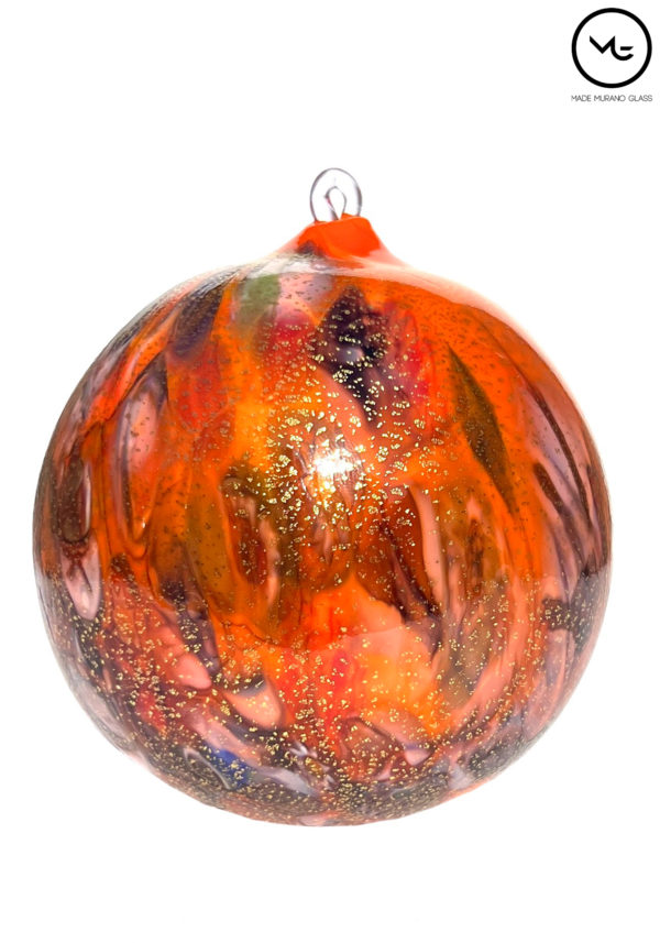 Spakada - Orange Murano Glass Xmas Ball With Murrina Millefiori