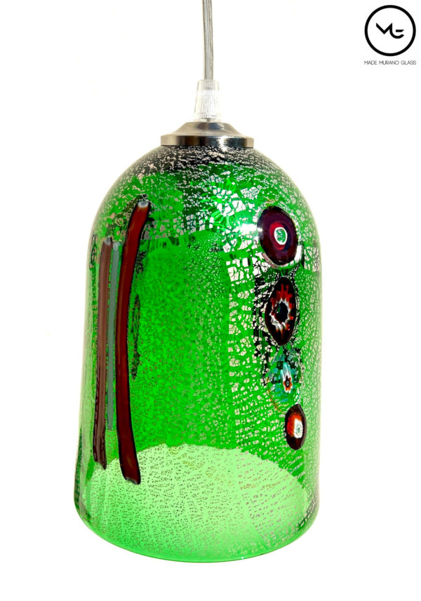 Forest - Green Murano Glass Lamp With Murrina Millefiori "Teone"