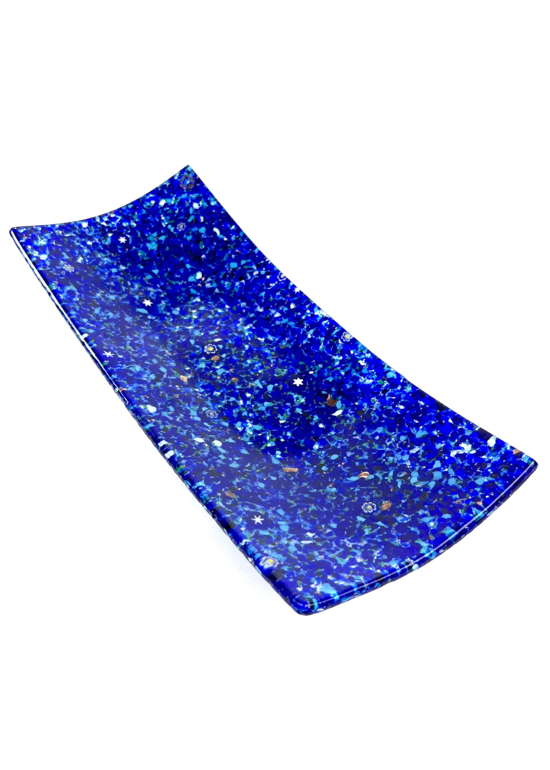 Mixato Blue Rectangular Murano Glass Plate Made Murano Glass