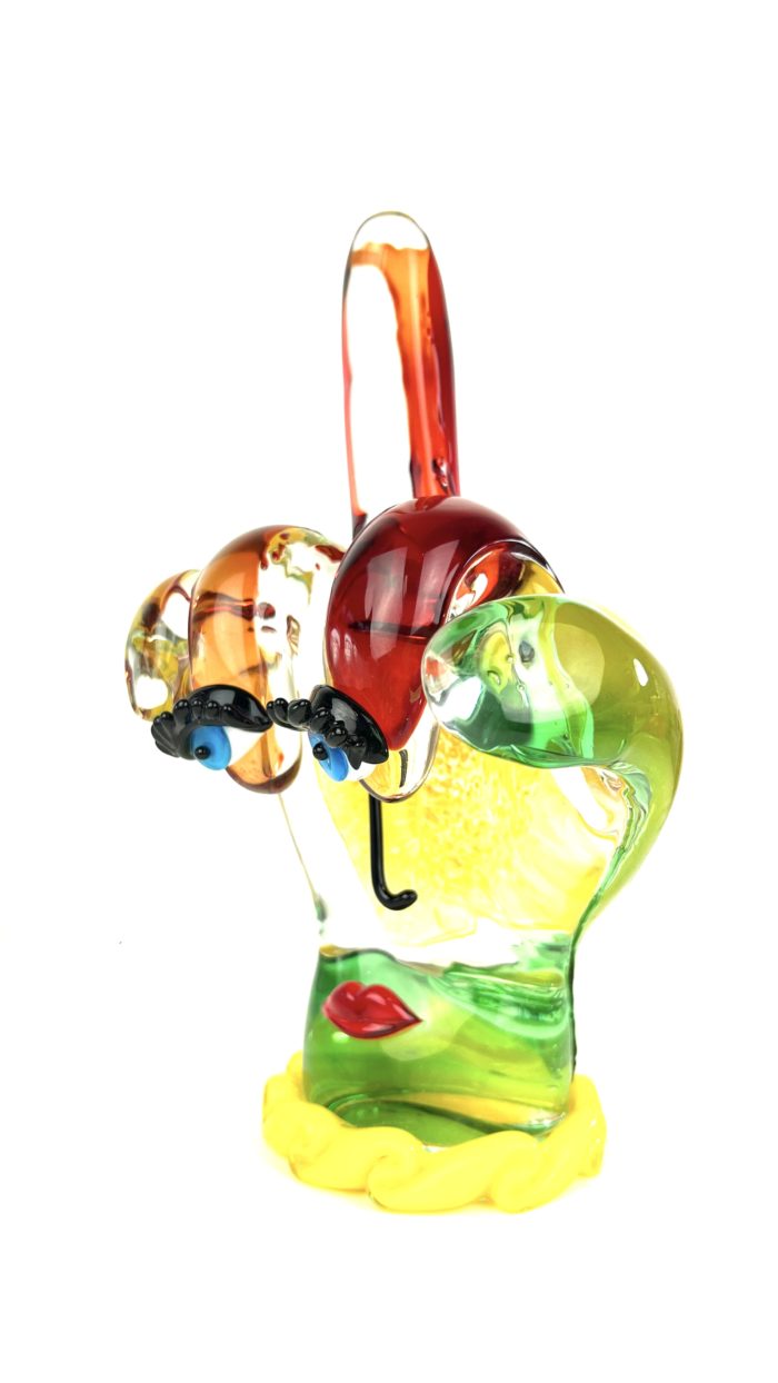 Scultura In Vetro Artigianale Blu E Verde, 34 Cm Di Altezza, Pezzo Unico - Idea Regalo Elegante Per Natale E Compleanni