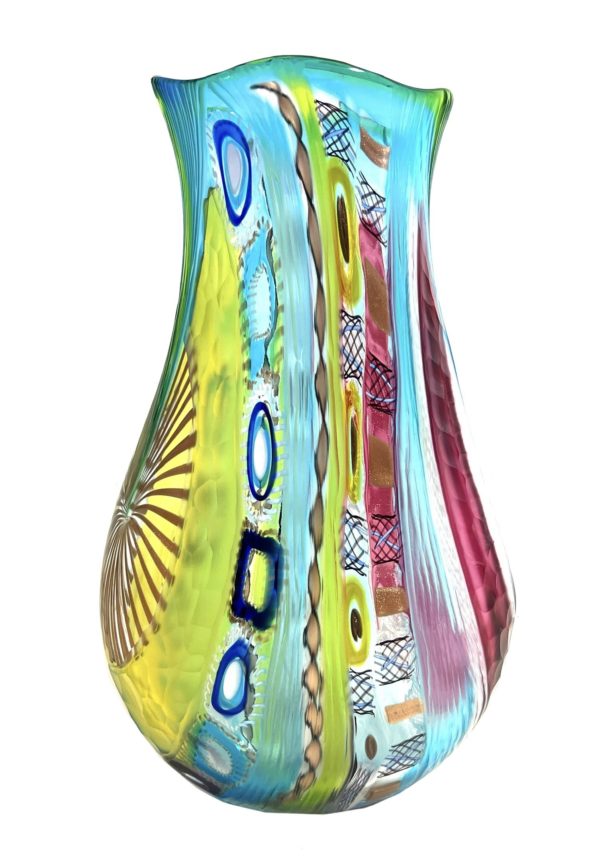 Nikita - Multicolored Murano Glass Vase Beaten
