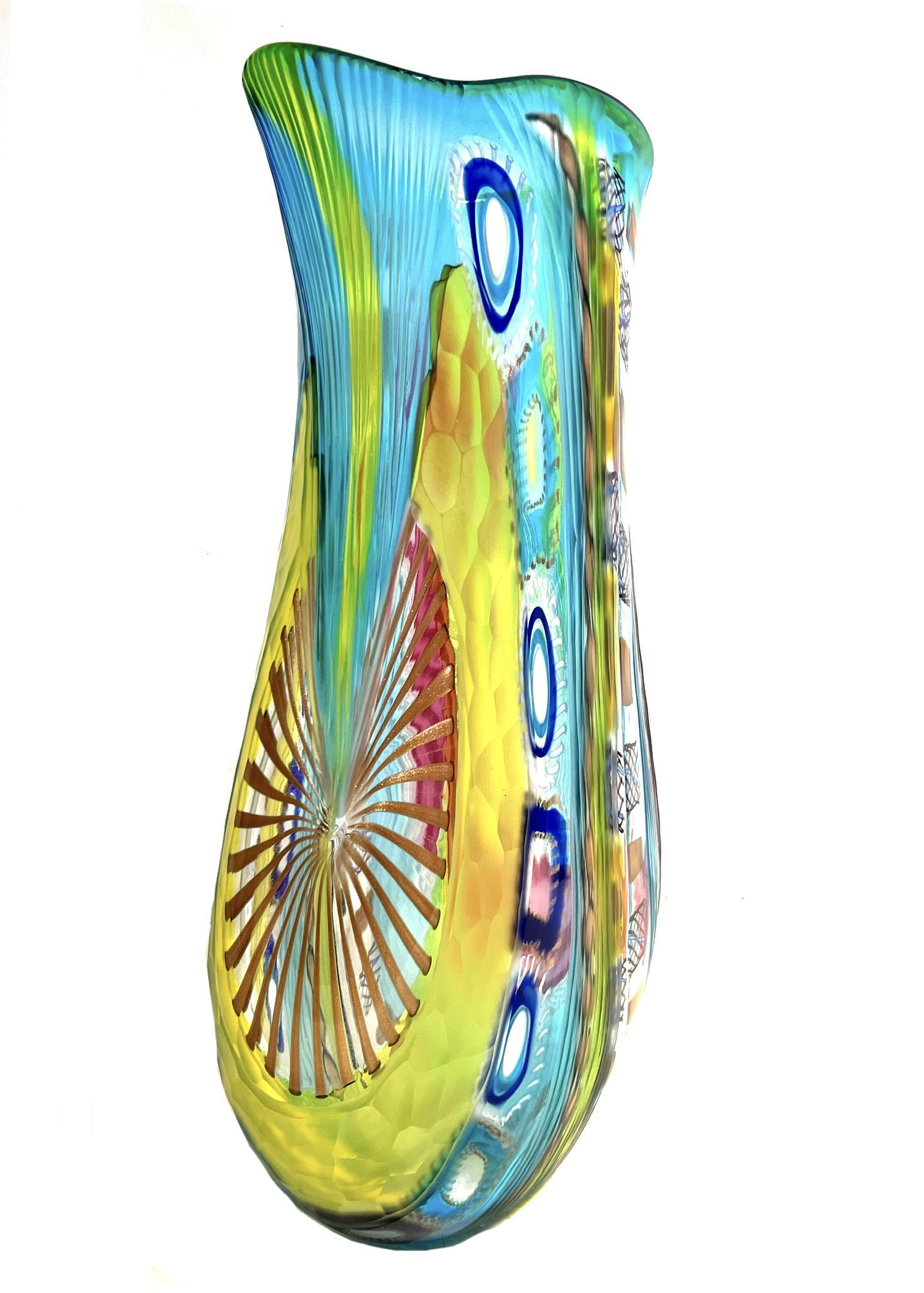 Nikita - Multicolored Murano Glass Vase Beaten - Made Murano Glass