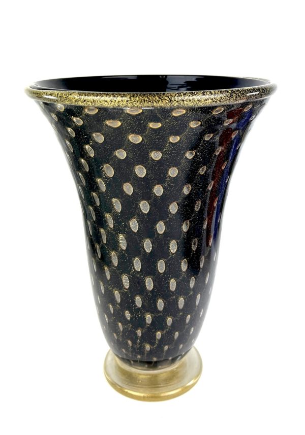 Boset - Black Murano Glass Vase With Gold 24kt