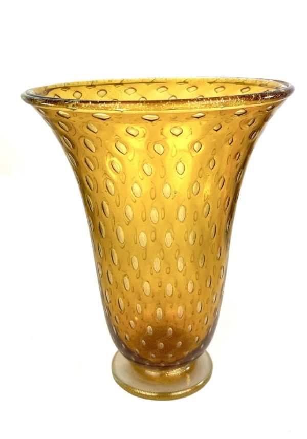 Boset - Amber Murano Glass Vase With Gold 24kt