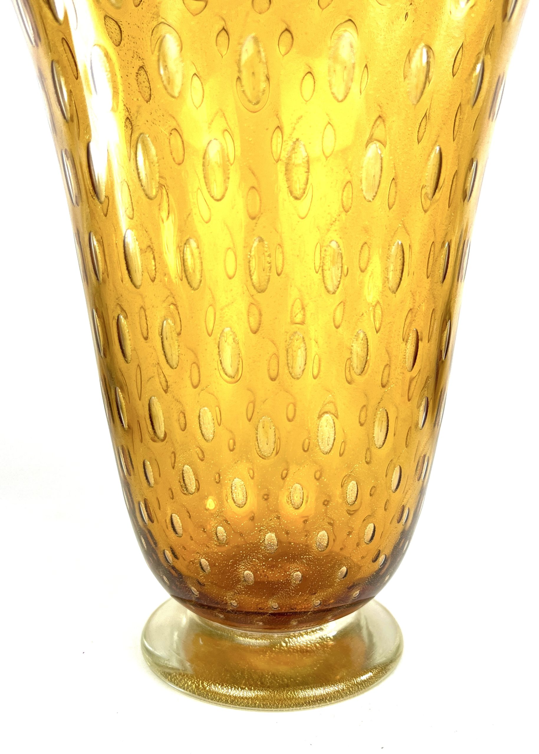 Boset - Amber Murano Glass Vase With Gold 24kt - Made Murano