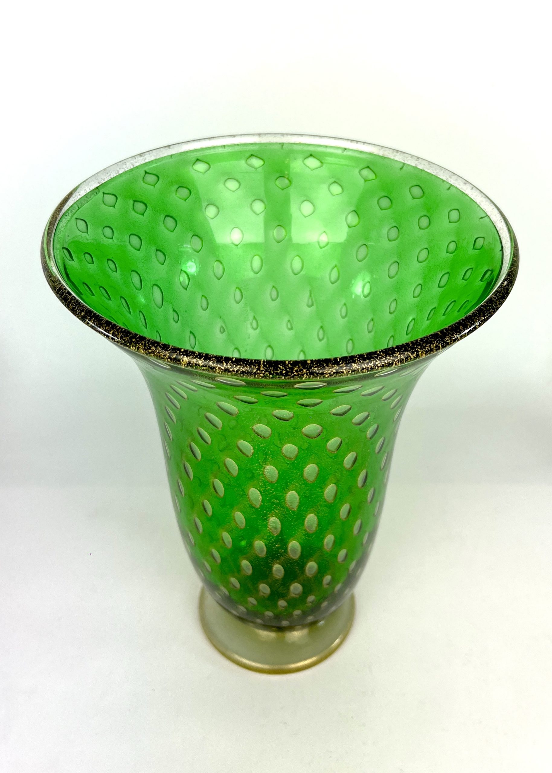 Boset - Green Murano Glass Vase With Gold 24kt - Made Murano