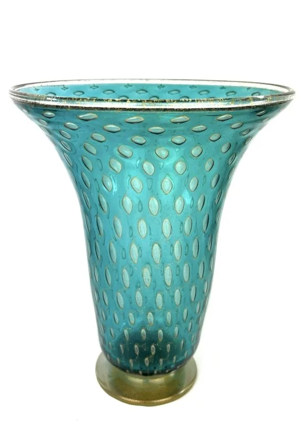 Boset - Emerald Green Murano Glass Vase With Gold 24kt