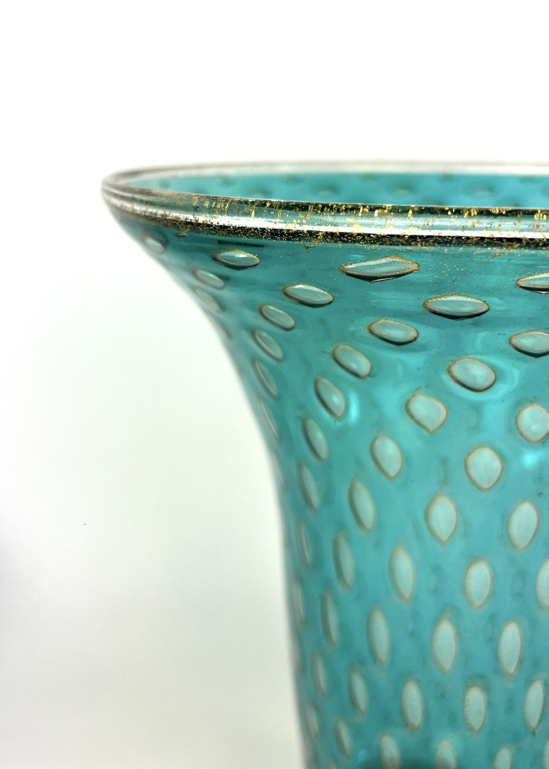 Boset - Emerald Green Murano Glass Vase With Gold 24kt - Made Boset - Emerald Green Murano Glass Vase With Gold 24kt - Made