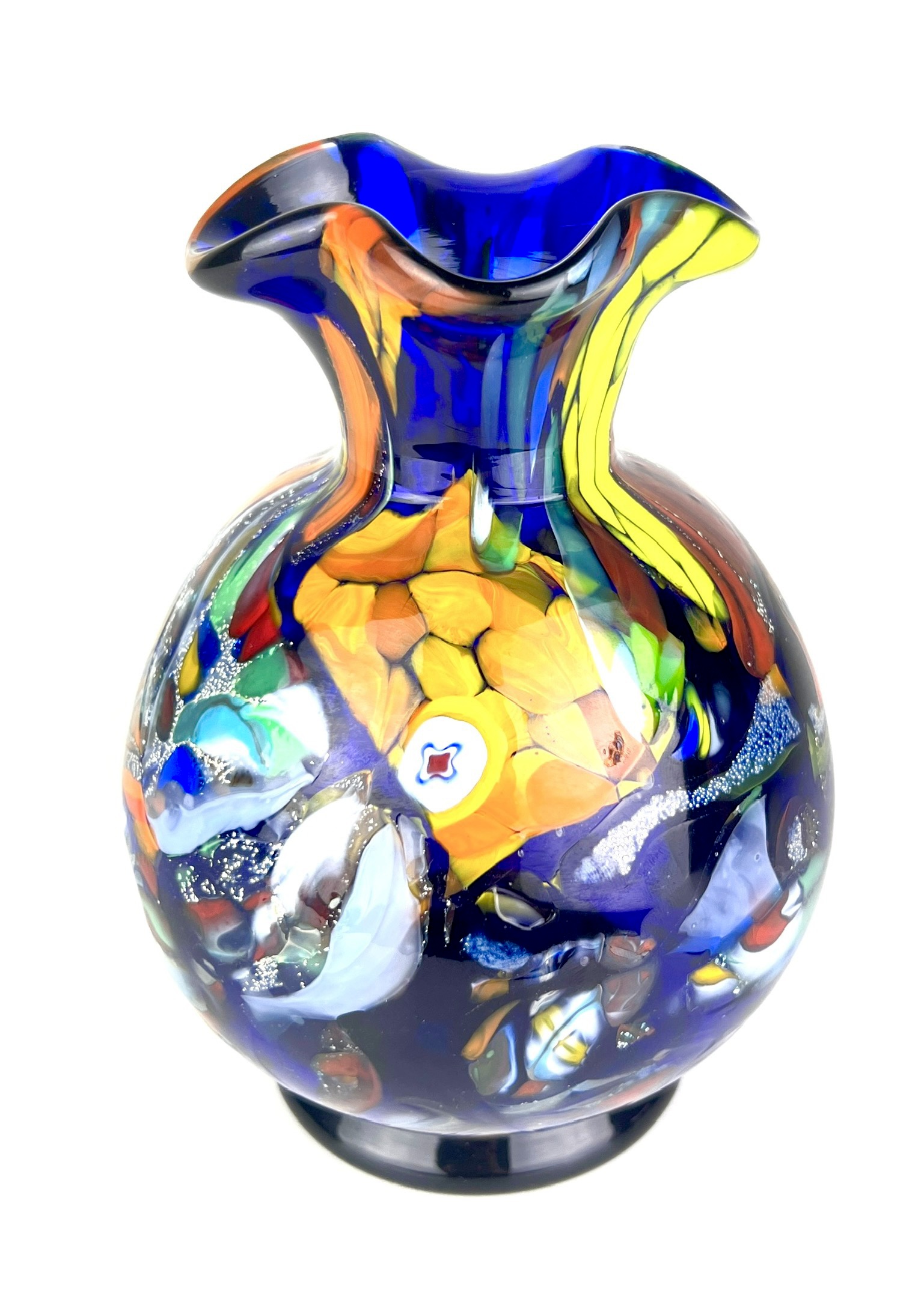 工芸品 Murano Glass Vase (Blue & Yellow) 工芸品 Murano Glass Vase (Blue & Yellow) 工芸品 Murano Glass Vase